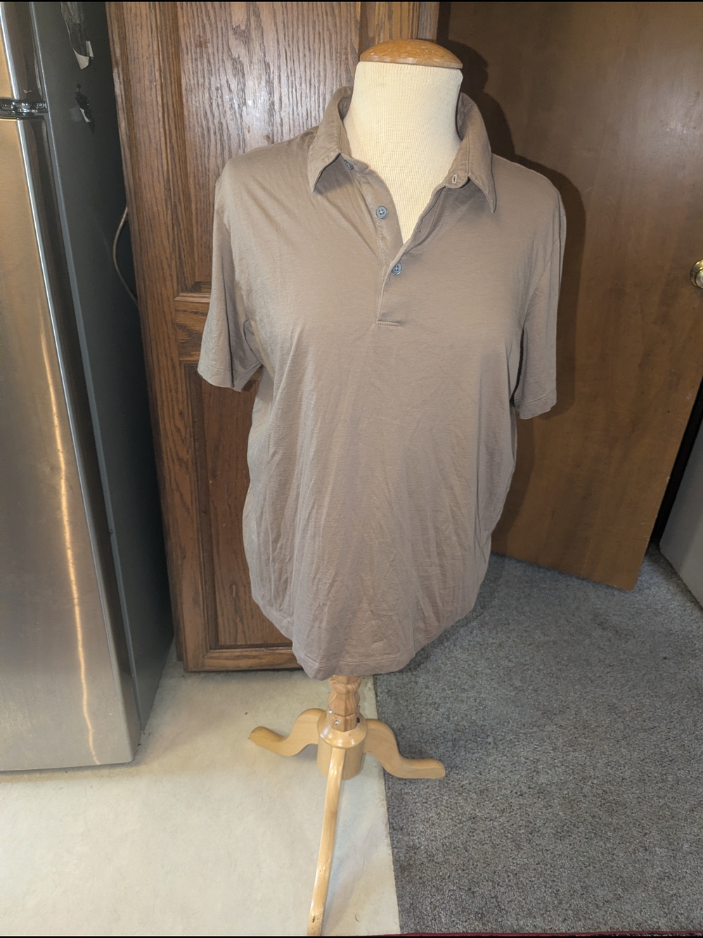 Theory Men's Short-Sleeve Polo in Taupe Brown